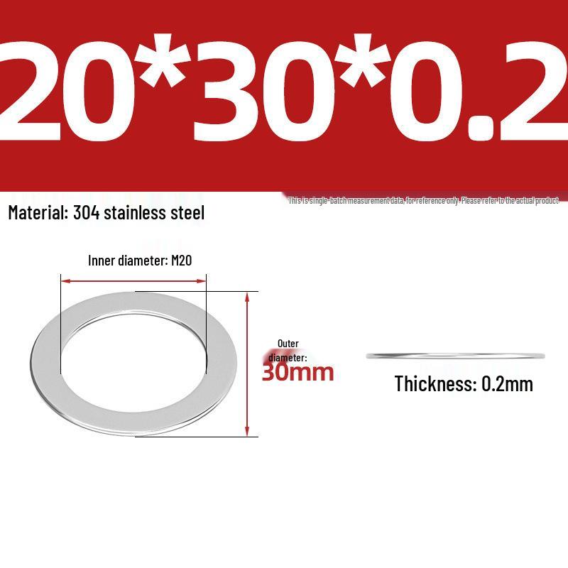 304 Stainless Steel Ultra-Thin Flat Washers - Available in Thickness: 0.1mm, 0.2mm, 0.3mm, 0.5mm