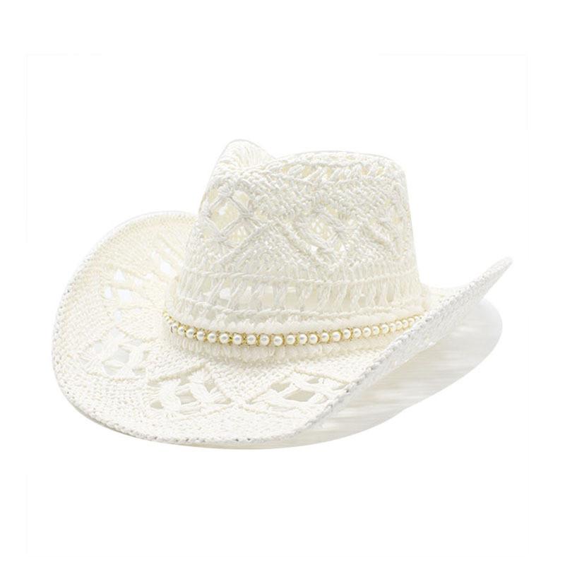 Western Cowboy Straw Hat With Wide Brim For Summer Sun Protection And Outdoor Activities