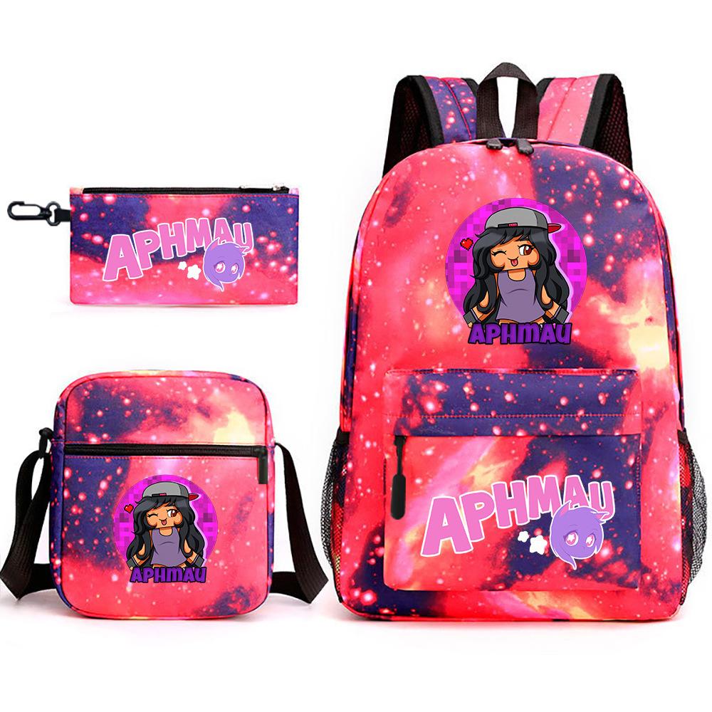 Spielwaren Aphmau Schultasche Cartoon Rucksack Federmäppchen Umhängetasche Dreiteiliges Set
