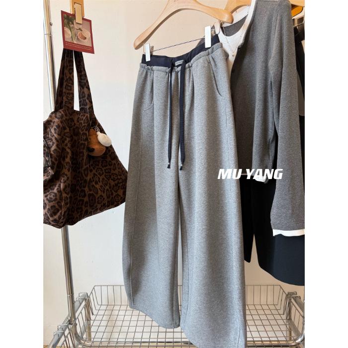 

Женские спортивные штаны большого размера с флисовой подкладкой и широкими штанинами - Универсальный повседневный стиль для осени/зимы 3XL светло-серый