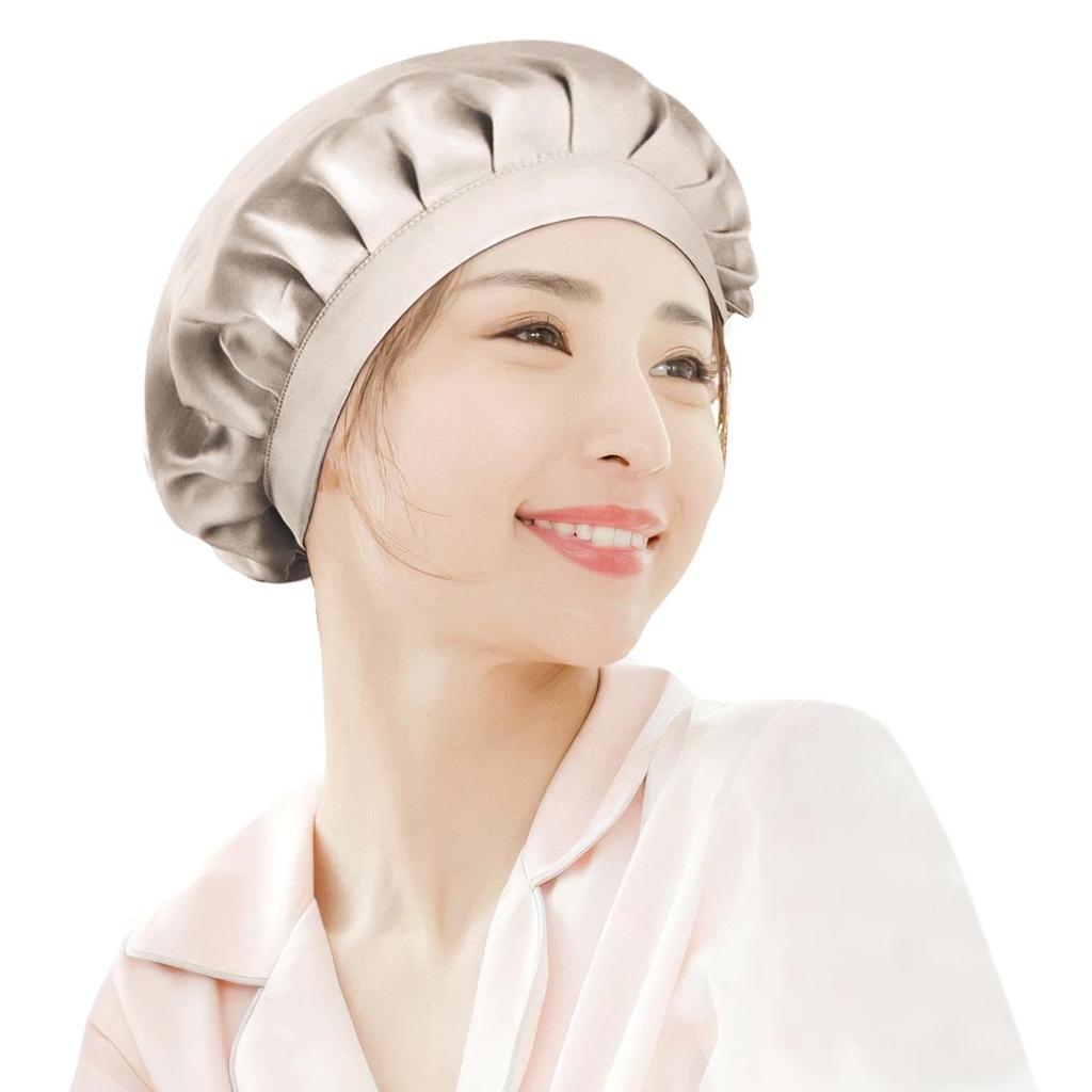 Yukimoto Night 6A Grade Natural Hair Care Protects Hair from Suitable for Long or Short Sleeping Postpartum Beige Cap, 100% Silk, Silk, Cap,