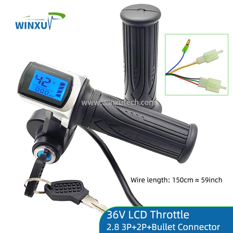 24V 36V 48V LCD Speed Display Throttle Turning Accelerator for Electric Bicycle E-bike Scooter Motorbike