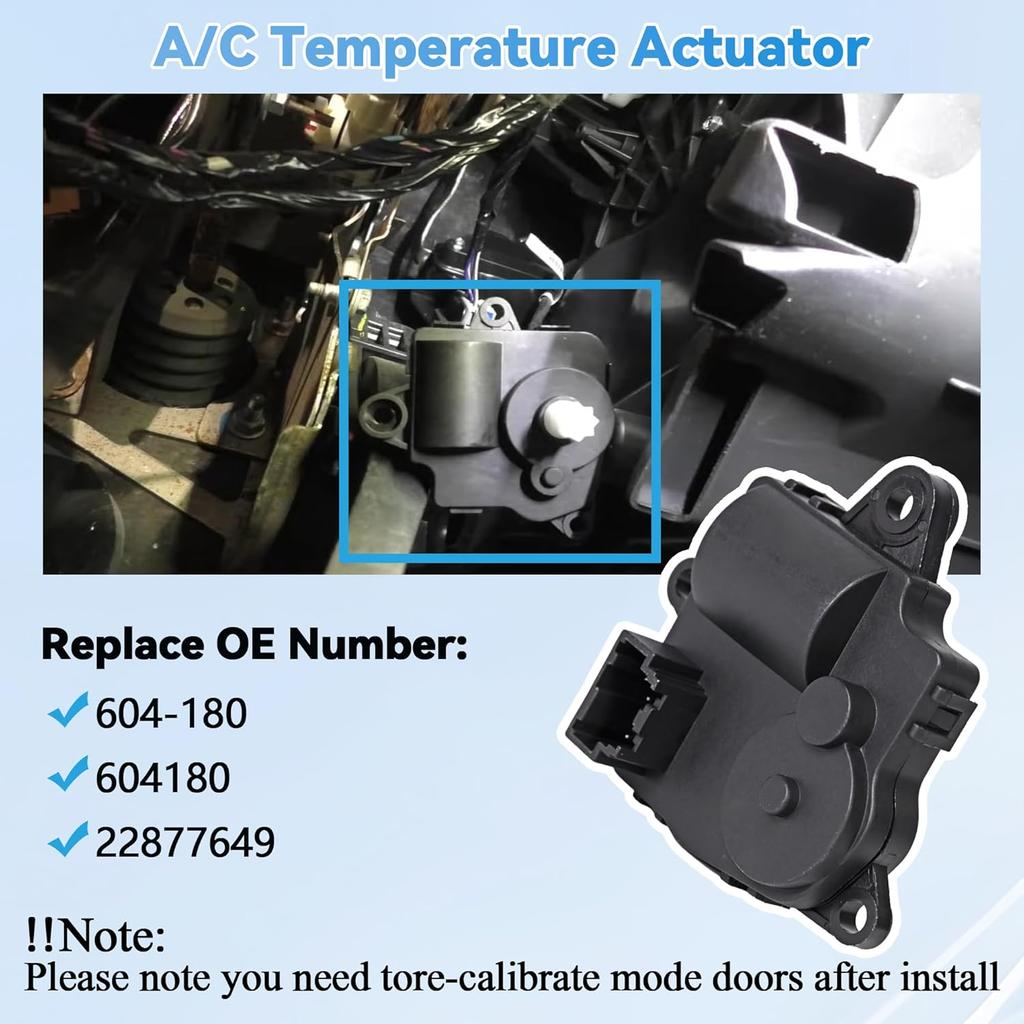 HVAC Blend Door Actuator Compatible With Chevy Equinox 2013-2017, GMC Terrain 2013 2014 2015 2016 2017, Heater Air Vent Actuator, 604-180, 604180,