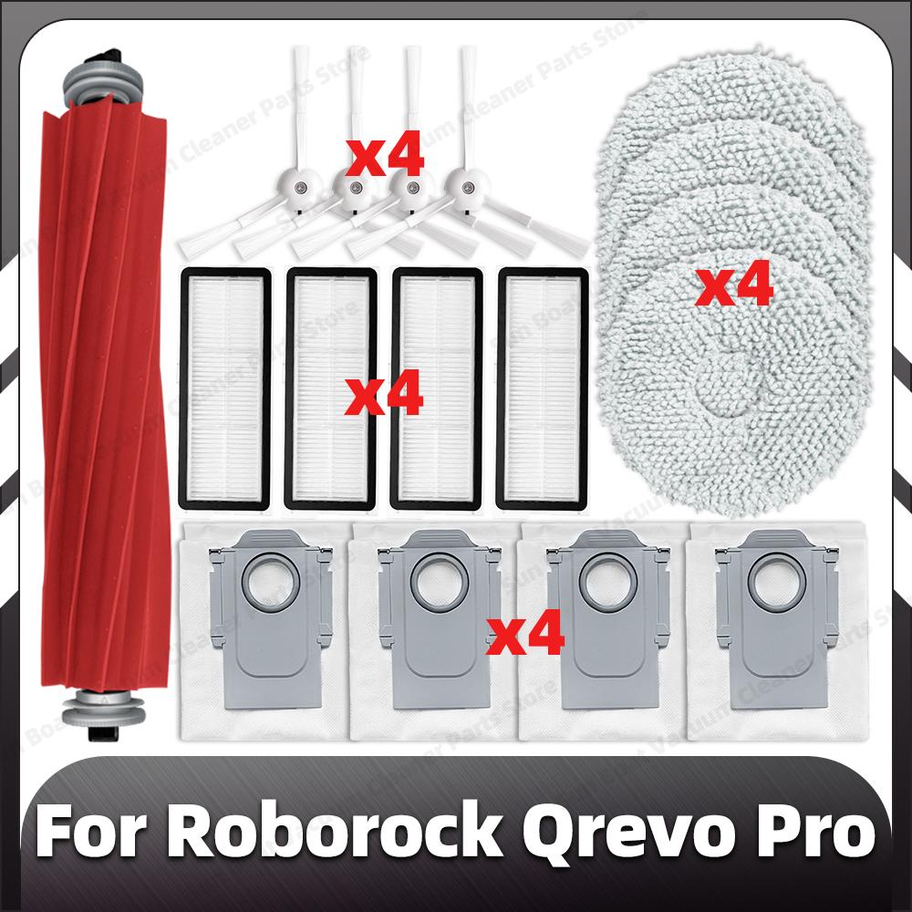 Compatible for Roborock Qrevo Pro Replacement Main Side Brush HEPA Filer Mop Pad Dust Bags Spare Parts Accessories