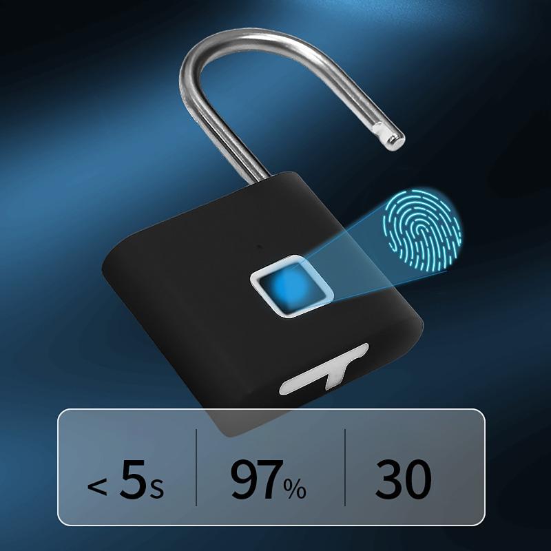 Portable Biometric Padlock Intelligent Fingerprint Unlock Outdoor Waterproof and Rust-Resistant Electronic Anti-Theft Lock