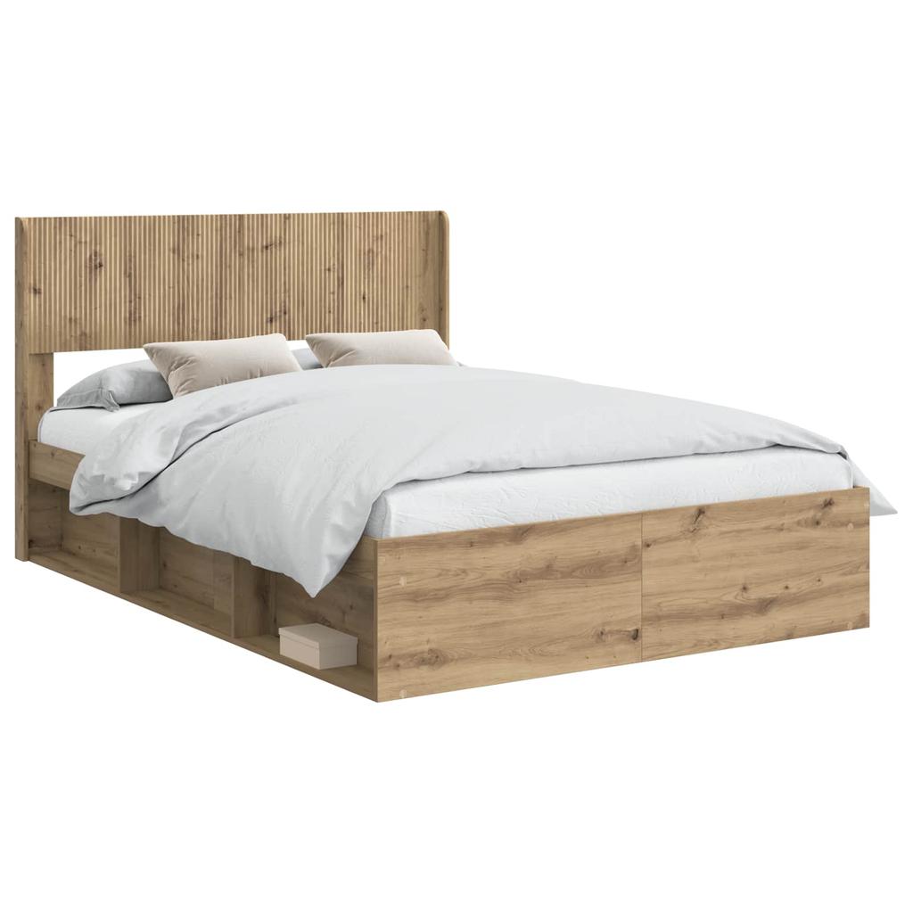 Bed Frame with Storage Space and Headboard Artisan Oak