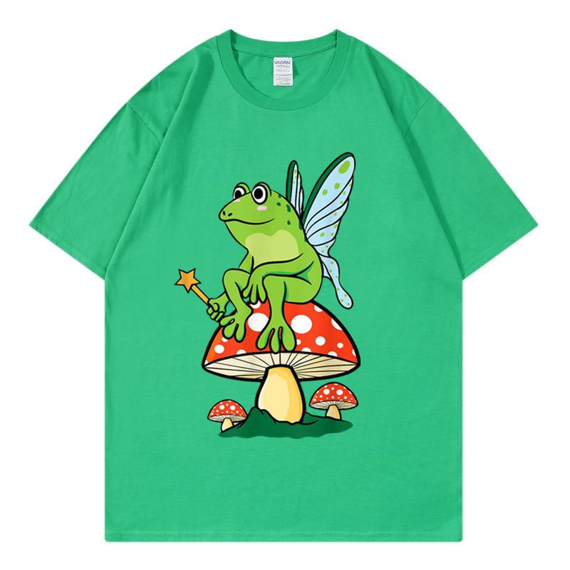 Delicious Mushroom and Frog Anime Short Sleeve Tshirt for Unisex and Unisex Summer Youth Student Casual Loose Top