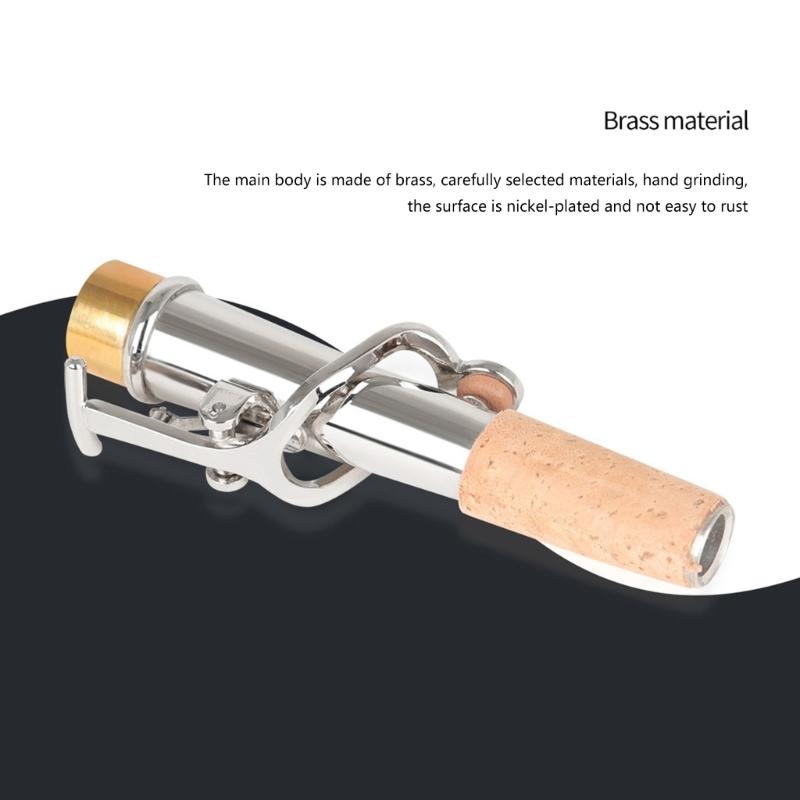 2 PCS Saxophone Neck Brass Mouthpiece Metal Sax Curved Necks and Straight Neck for Soprano Saxophone Instrument