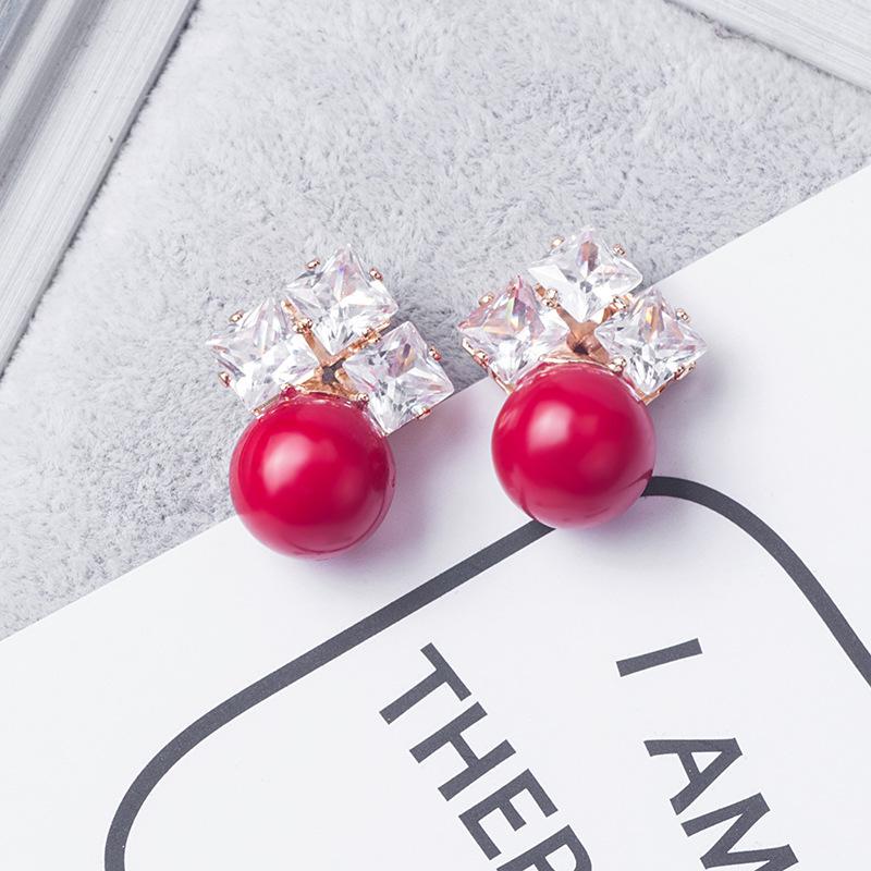 2024 Burgunderrote Ohrringe mit Schleife: Silbernadel, eleganter chinesischer Stil für Neujahr und Frühlingsfest