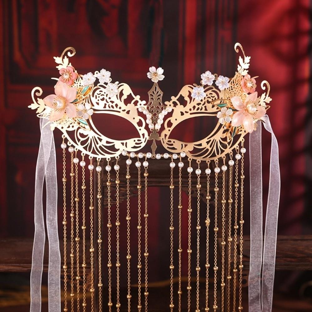 Pearls Anonymous Face Cover Flower Women Mysterious Veil Exquisite Wedding Mask Photo