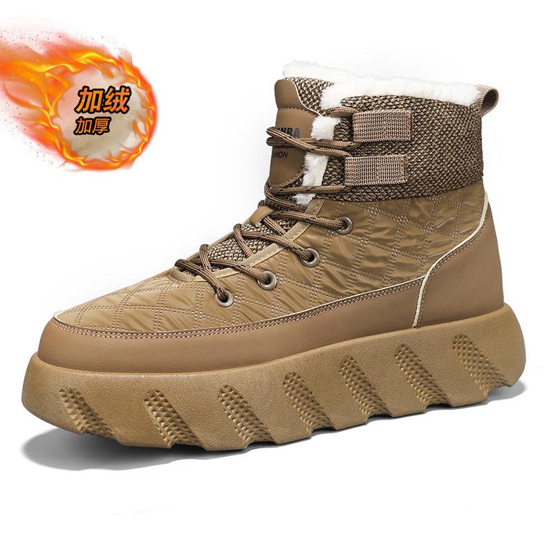 

Fleece thickened snow boots for men s new winter bread shoes to keep warm, zipper before wearing, cold-proof, Northeast cotton shoes for men 44