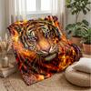 Flaming Tiger Artwork 1 Theme Blanket Lightweight Warm Flannel Blanket Decorative Throw Blanket for Home Decoration