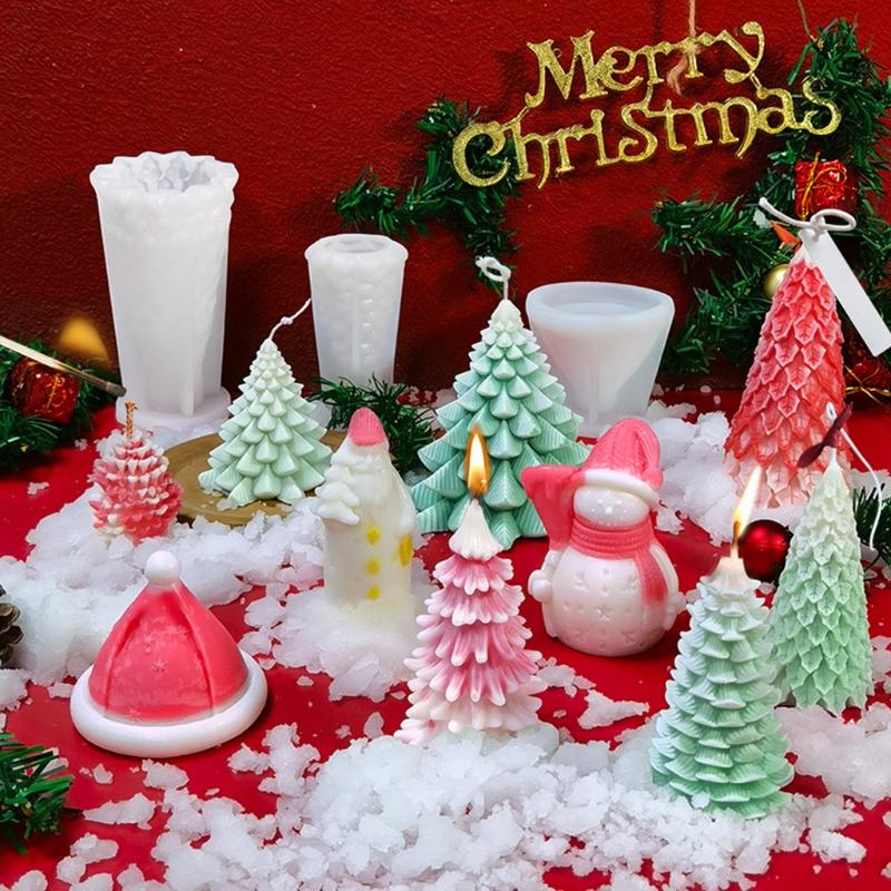 Luoye Christmas Tree 3D Candle Soap Mould DIY Candle Epoxy Mold Handmade Candles Aroma Wax Soap Molds for Decoration