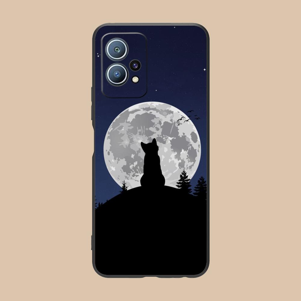 Luna Mond Katze Handyhülle für Huawei P60 P50 P40 P30 P20 P10 P9 P8 Pro Lite Plus Bunte Druckabdeckung Cover Smartphone