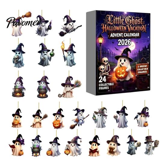 Family Christmas Countdown Halloween Advent Calendar 2026, 24-Day Box with 2D With Gifts Flat Hanging Pendant, Spooky Collectible Decor for