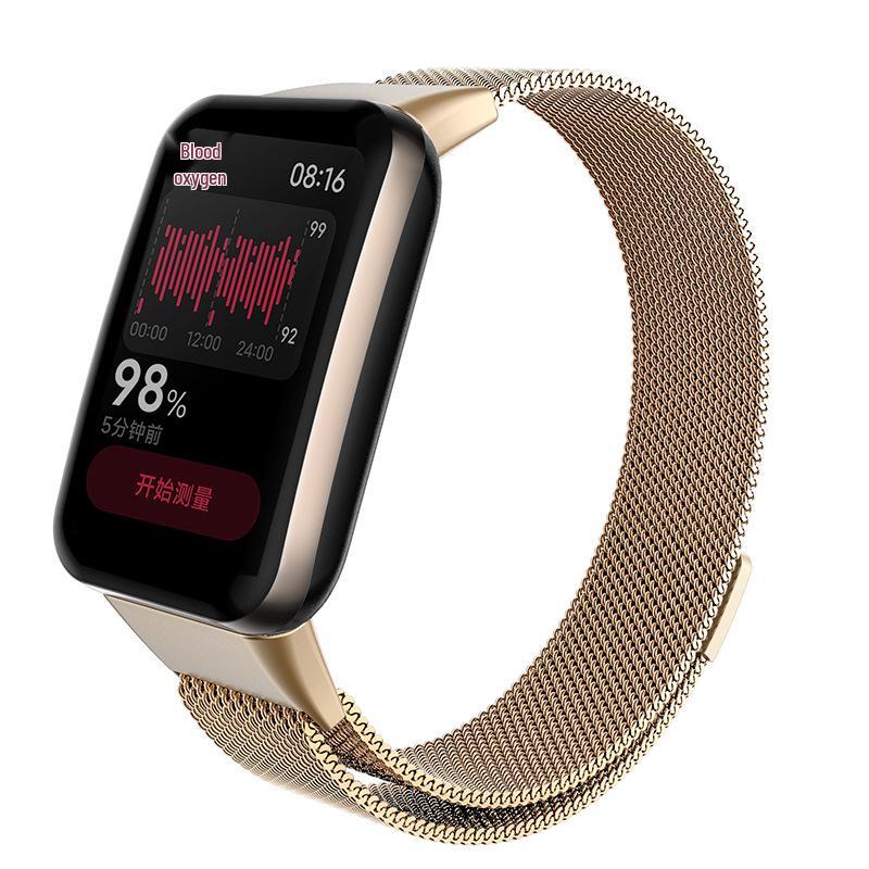Compatible with Xiaomi Smart Band 7 Pro: Magnetic Three-Bead Buckle Milanese Stainless Steel Strap.