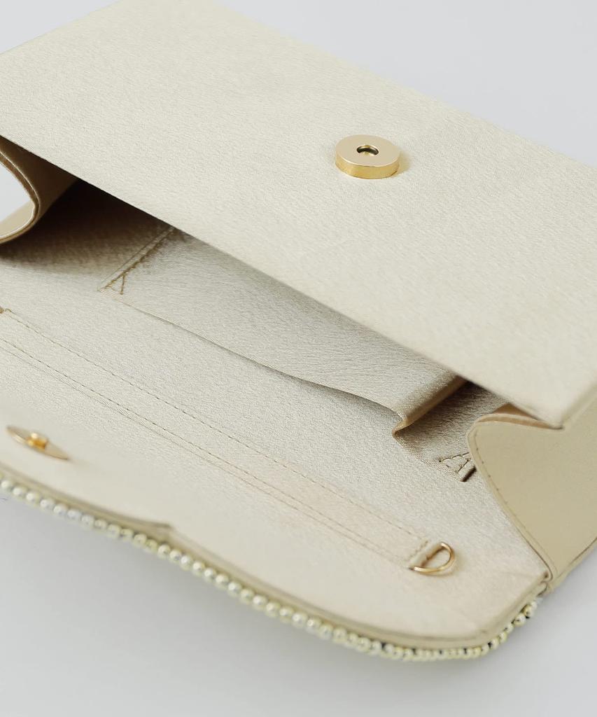 Niana Party Clutch Bag Party Bag Pearl Beads Satin Gold White Black Long Wallet Hand Mini Bag Na0000004199