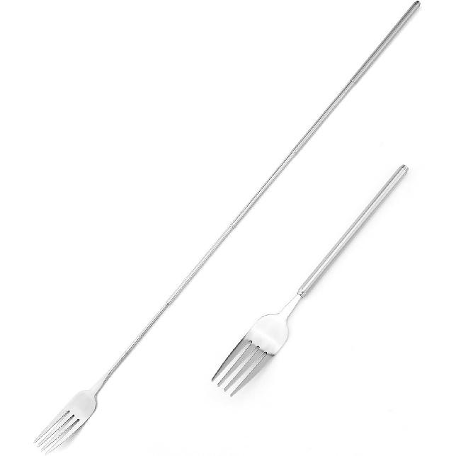 Extendable Table Fruit Dessert Fork, Extendable Barbecue Table Fruit Dessert Fork, Telescopic Fork, Durable Stainless Steel Cutlery 8.7 To 25.4