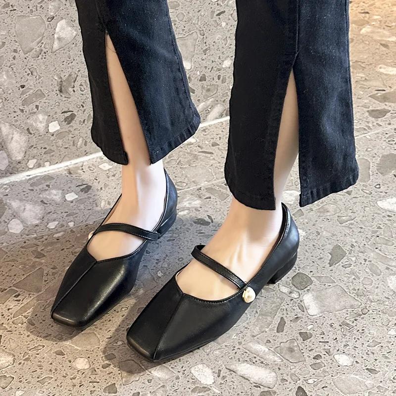 

Fashion Flat Single Shoes Women Spring and Autumn New Korean Version Comfortable Simple Design Mary Jane Gentle Wind 35 чёрный