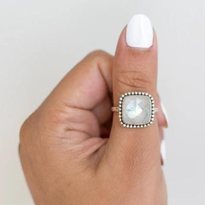 Solid 925 Sterling Silver Moonstone Gemstone Ring, Handmade Ring, Birthstone Ring, Gift For Her, Stackable Ring, Charm Jewelry