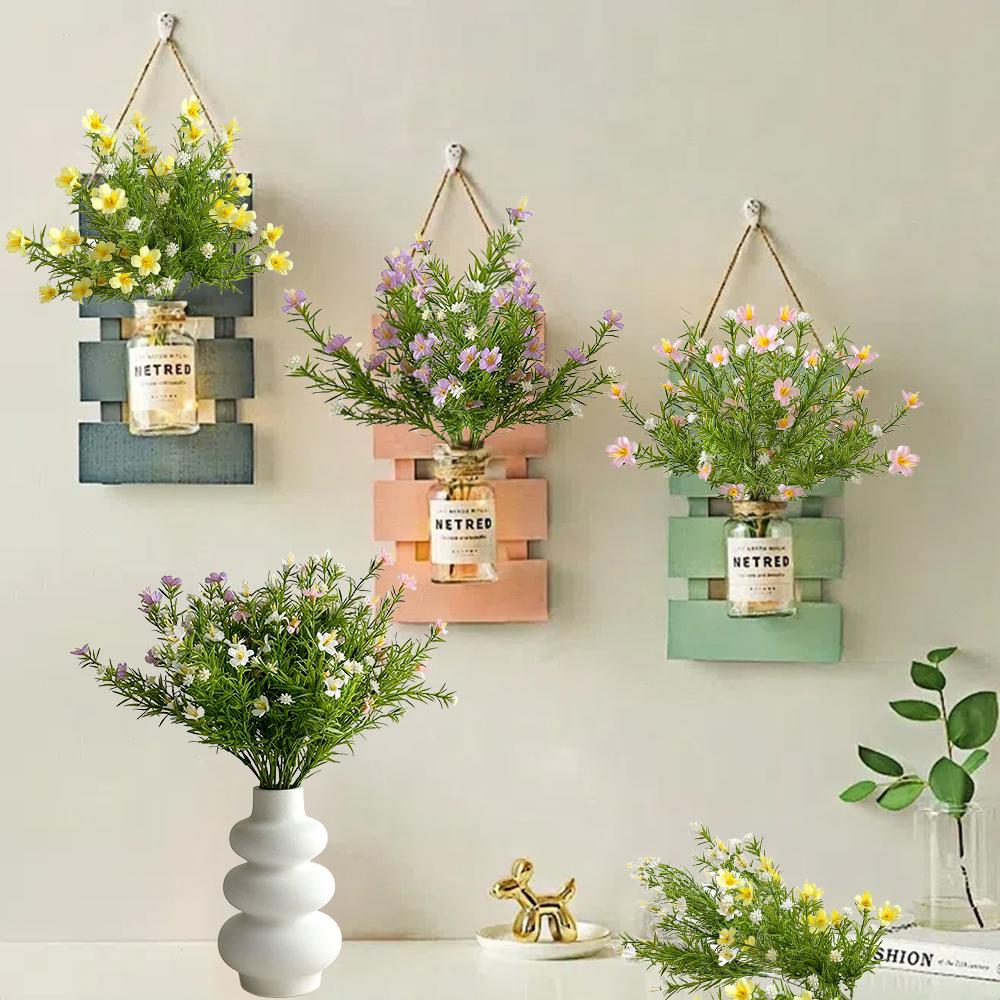 3pcs 7 Fork of Plants Jasmine Small Wild Chrysanthemum Flower Arrangement with Grass Nordic Home Decoration Pastoral Fake Flower