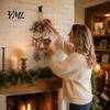 Vintage Retro Home Hanging Accents Rustic Christmas Wooden Pendant with LED Lights, Lighted Snowflake Gloves Tree And Reindeer Decorative Ornaments