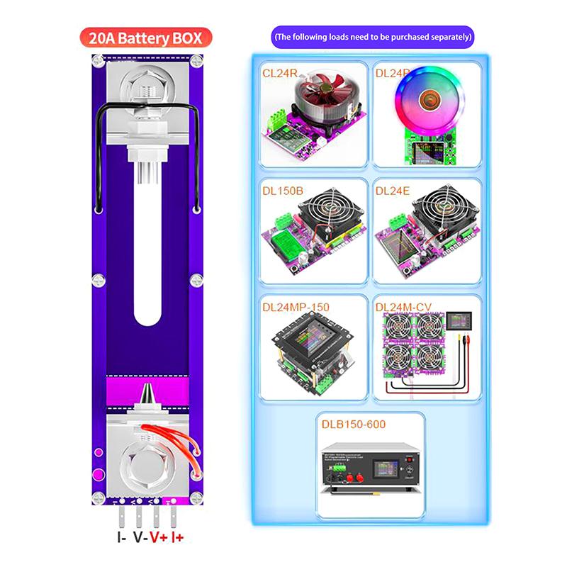 20A 4-Wrie Battery Test Stand 18650 Internal Resistance Capacity Tester Fixture Seat Current Voltage Meter Detection Box