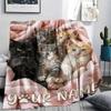 1pz Coperta in Flanella con Nome Personalizzato e Motivo Nido Accogliente per Gatti Adatta a Tutte le Stagioni per Arredamento Casa Calore e Comfort Regali Regalo Festivo_lx
