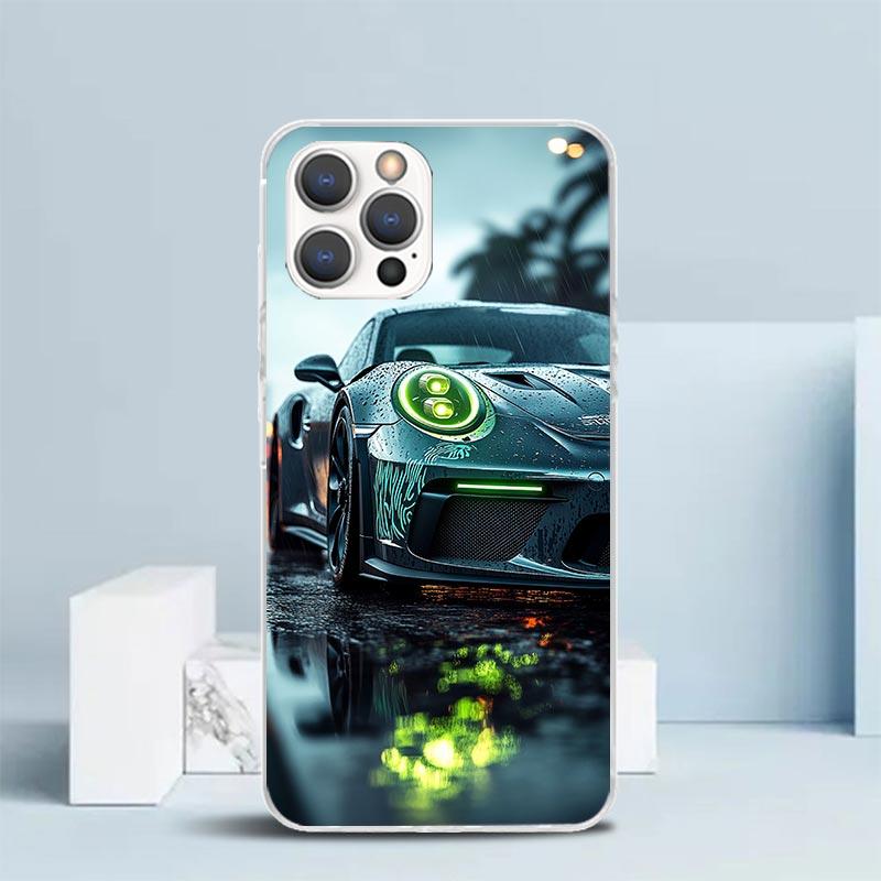 Sports Car 911 Soft Cover for iPhone 16 17 Air 15 14 Pro Max 16E Phone Case 13 Mini 12 11 7 SE 8 Print Pattern Fit Cases 16 17 A