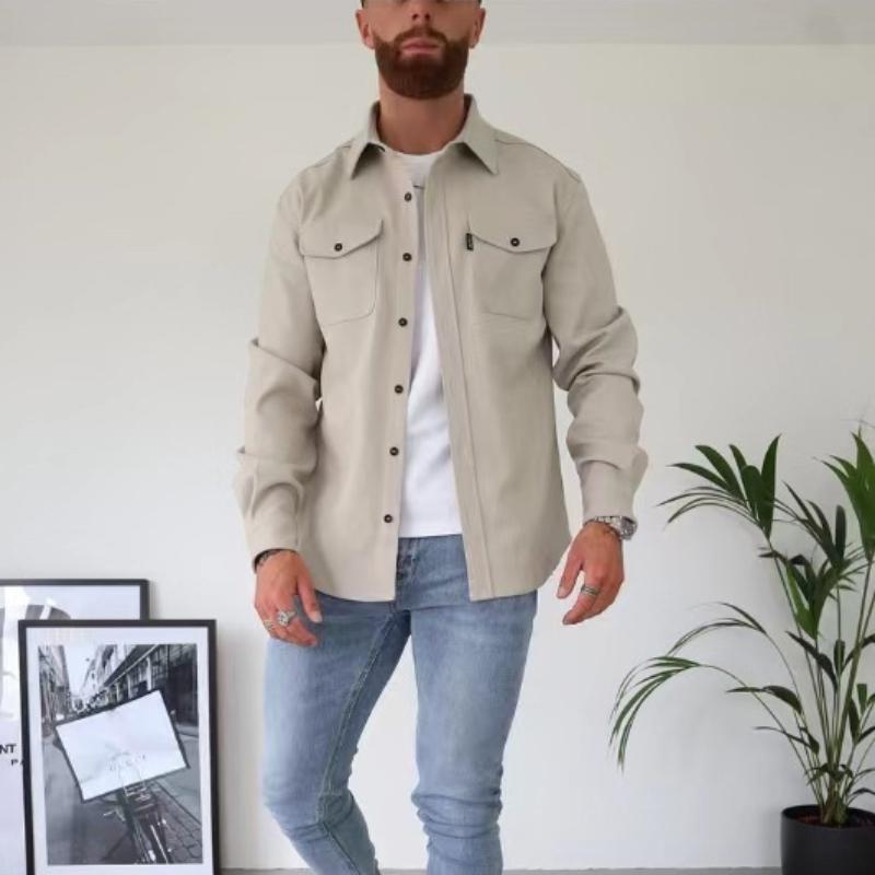 

Осенне-зимняя новая мужская молодежная повседневная мужская рубашка XXXL абрикосовый света