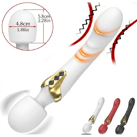 Vibratore Bacchetta AV in Silicone a Doppia Estremità 10 Modalità Stimolatore Clitorideo Massaggiatore Punto G Giocattolo Adulto Ricaricabile