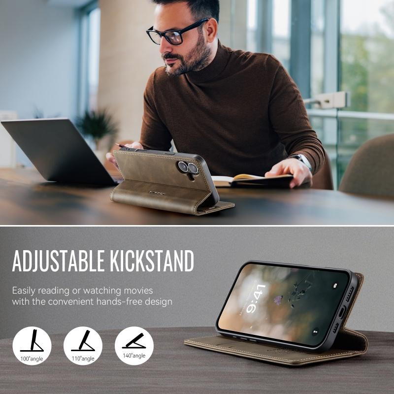 CaseMe Flip Leather Purse Holder Phone Case For iPhone 17 Pro Max Air 17E 16 15 Plus 14 13 12 11 X XS XR SE 2022 8 7 Shockproof Wallet Card Slot Cover