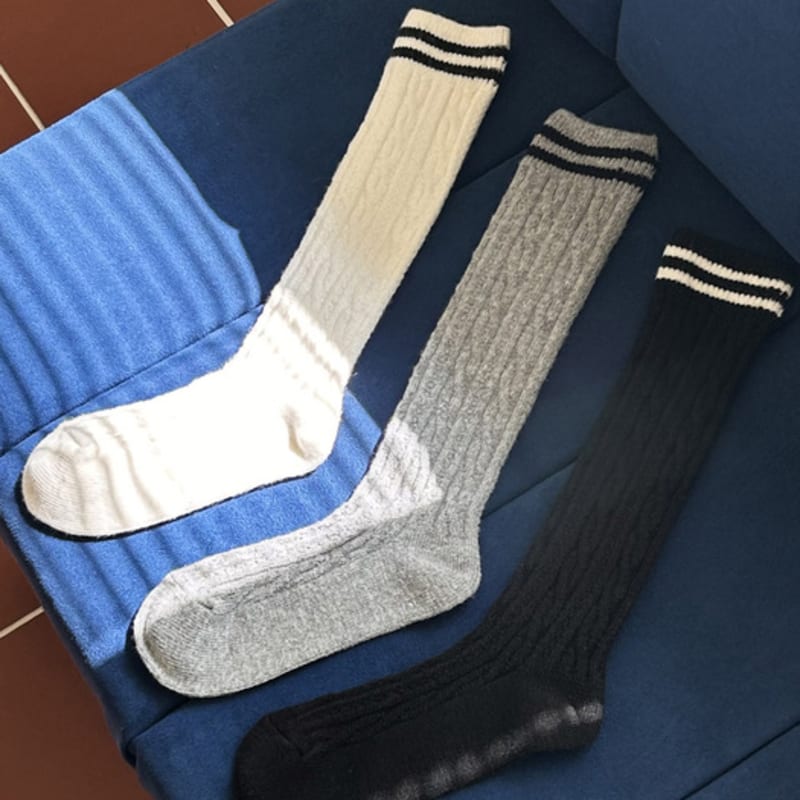 Bananasisters Preppy Cashmere Wool Striped Socks (3 Colors)