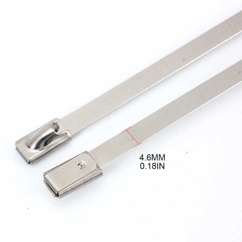 Metal Zip Ties 304 Stainless Steel Cable Tie Heavy Duty Self-Locking Strap Ties Multi-Purpose Metal Exhaust Wrap Lock
