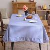 Plaid Tablecloth Edge Tablecloth Retro Plaid Ruffle Tablecloth Cotton Linen Farmhouse Table Cover Washable Boho for Dining Room