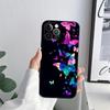 Butterfly Love Black Phone Case for iPhone 11 15 16 Pro Max Case Coque 14 Plus 13 Pro 12 11 XS 16 8 SE 2020 15Pro TPU Soft Cover