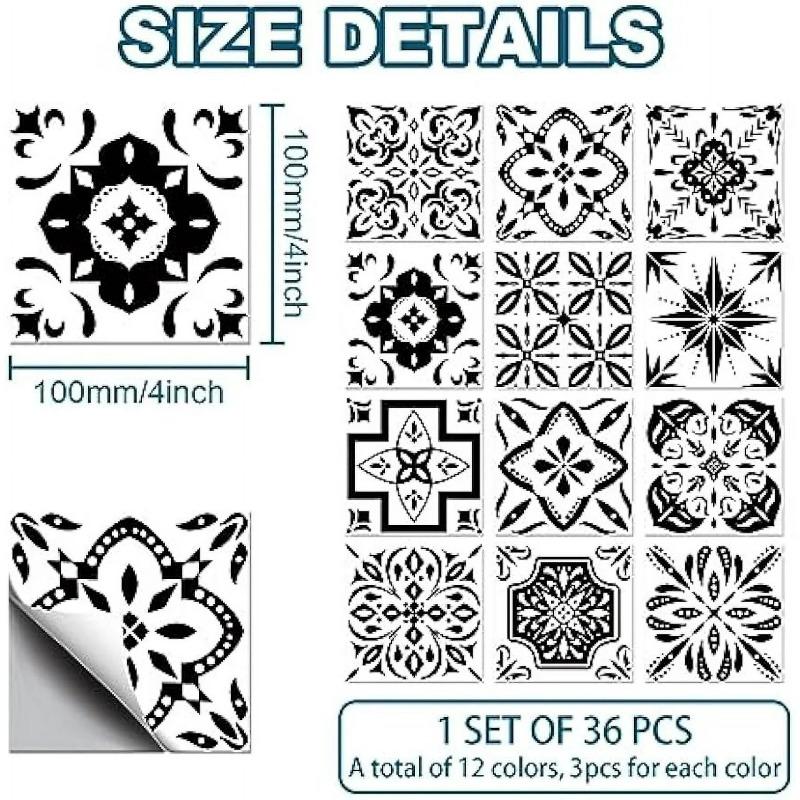 Vintage Self-Adhesive Waterproof Wall Sticker Set for Bathroom Kitchen TV Background Moisture-Proof Tile Decal Home Decor
