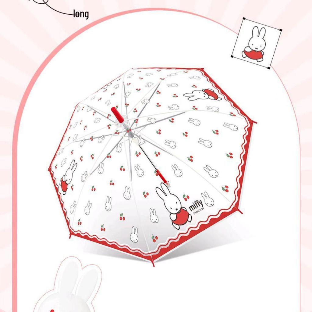 Miffy Ekologiczny Kreskówkowy Przezroczysty Parasol z Długim Uchwytem dla Dzieci