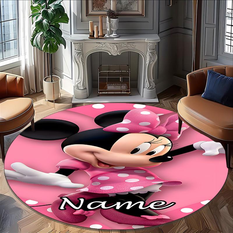 Customizable Minnie (8) Round Non-Slip Carpet - Ideal for Garden, Picnic, Office, Perfect for Decoration, Suitable For All Seasons