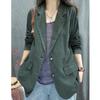 Spring Summer Hemp Jacket Women Long Sleeves Breasted Coat Casual Outwear