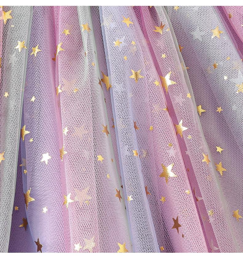 Dívčí nadýchaná princeznovská sukně s potiskem hvězd - Pro všechna roční období