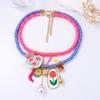 Fashion Dopamine Colored Pendant Geometric Double-layer Necklace For Women