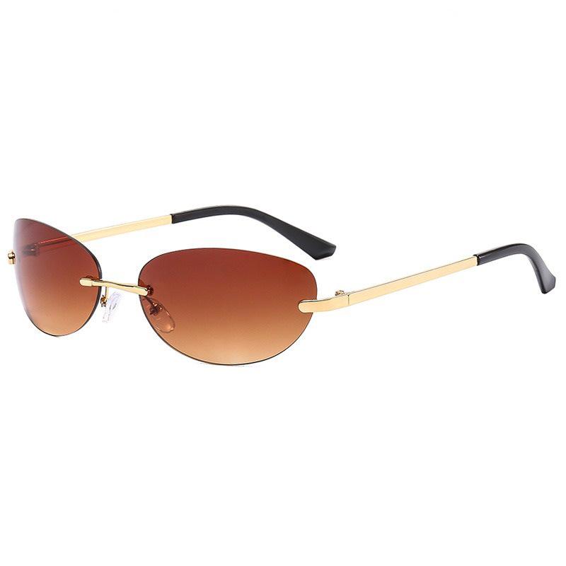 Oval Frameless Y2K Sunglasses - Unisex European & American Street Style Fashion Accessory