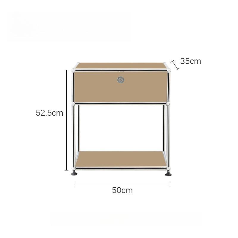 Nordic Nightstands Bedroom Bedside Table Stainless Steel Storage Cabinet with Lock Multifunctional Home Storage Furniture