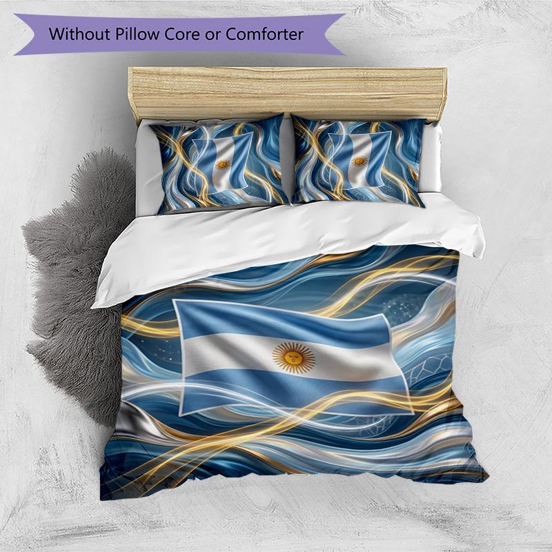 Set Biancheria da Letto Stampata Calcio Argentina 3 Pezzi Copriletto Traspirante Accogliente come Regalo per Inaugurazione Casa o Festa