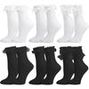1/6 Pairs Lace Ruffle Crew Socks For Women,Cotton Cute Princess Ankle Dress Lace Socks For Women Girls