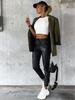 European & American Autumn/Winter Street Style Waist-Cinching Leather Drawstring Pants