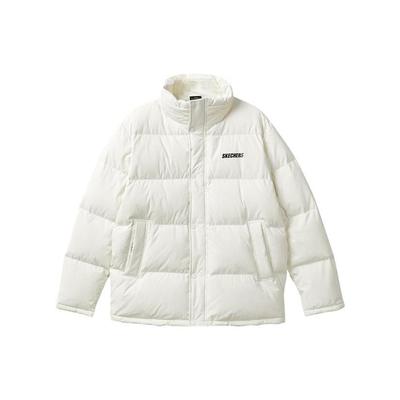 Solid Color Zipper Stand Collar Long Sleeve Puffer Jacket Men Outerwear White L321M168-00PS