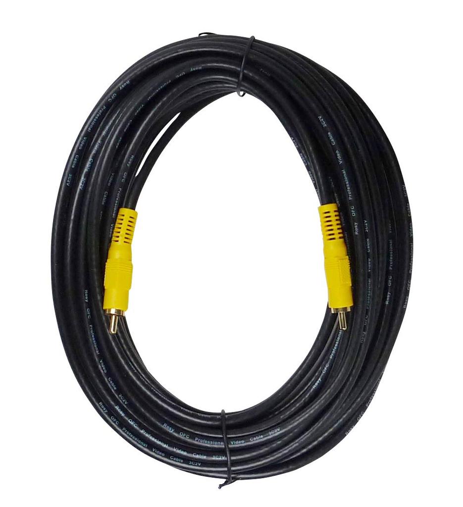 TOMOCA OFC Video Cable with RCA Plugs On Both Black VR-10 (10m) (3C-2V) Gold-Plated Ends,
