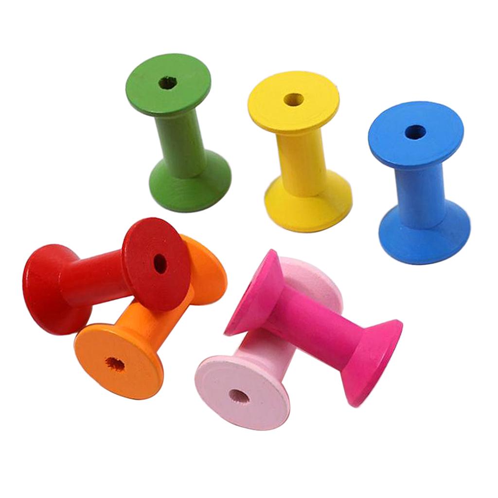 

20 Pieces Colorful Wooden Sewing Tools Empty Thread Spools Crafts Findings